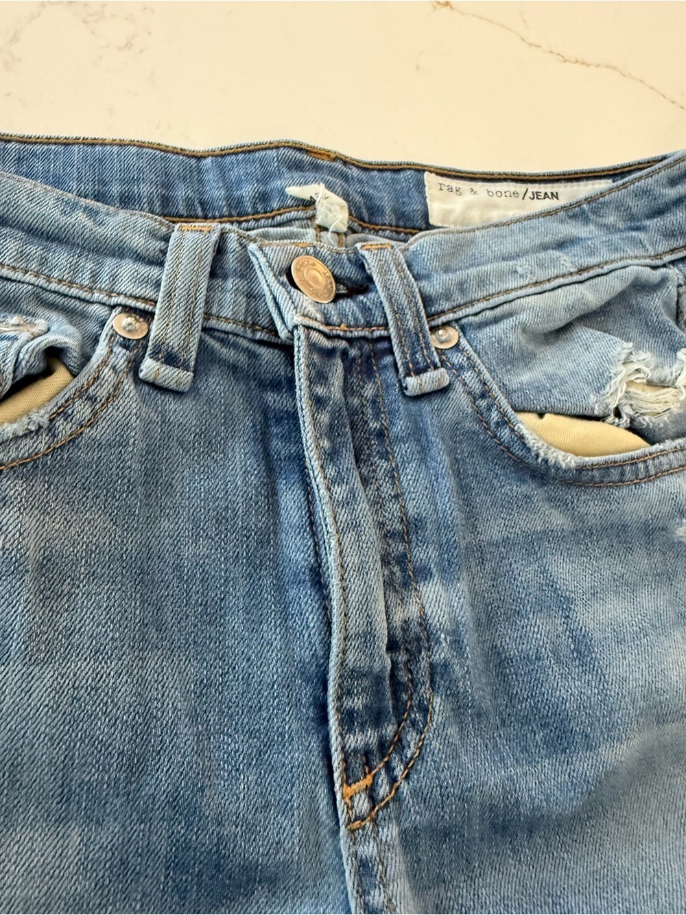 Rag & Bone Distressed Flare Jeans Light Wash Raw Hem Bell Bottom Denim - Picture 5 of 6